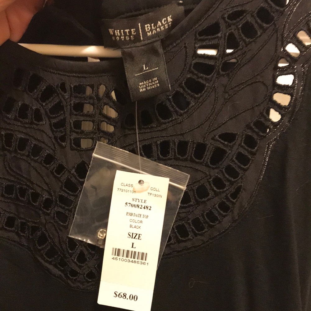 Black White House Black market top eyelet top l - Picture 4 of 5
